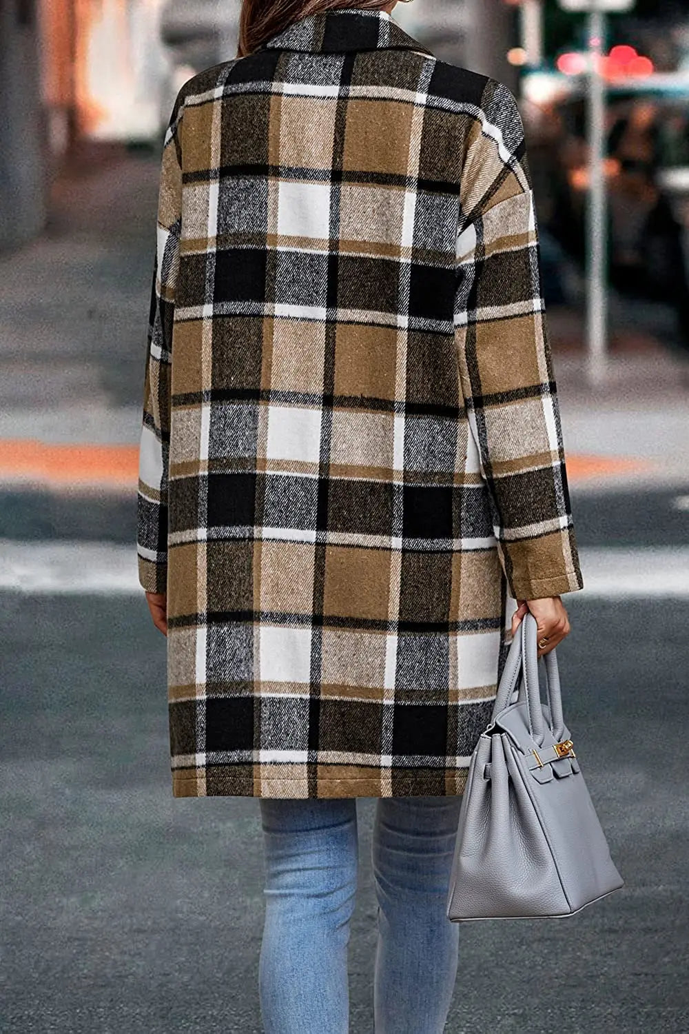 Jenny | Long Plaid Trench Coat