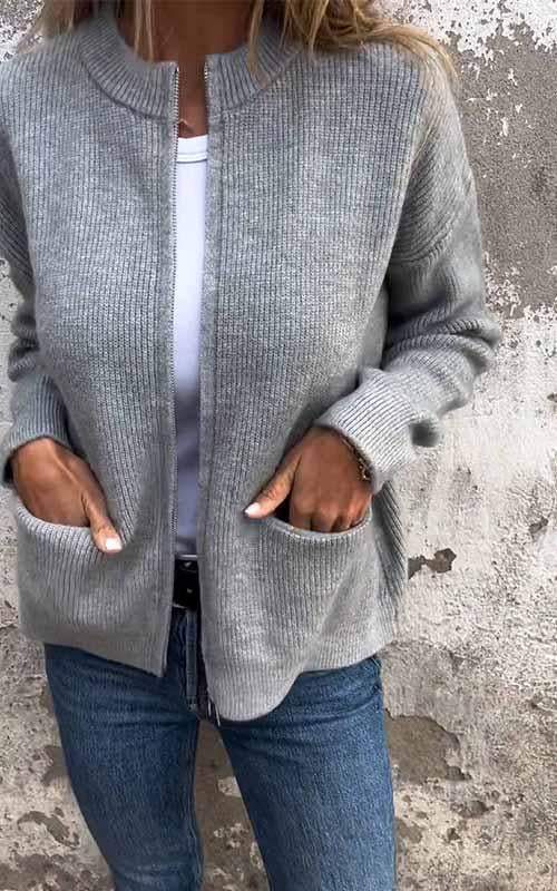 Odile™ - Cotton Zip Knitted Jacket